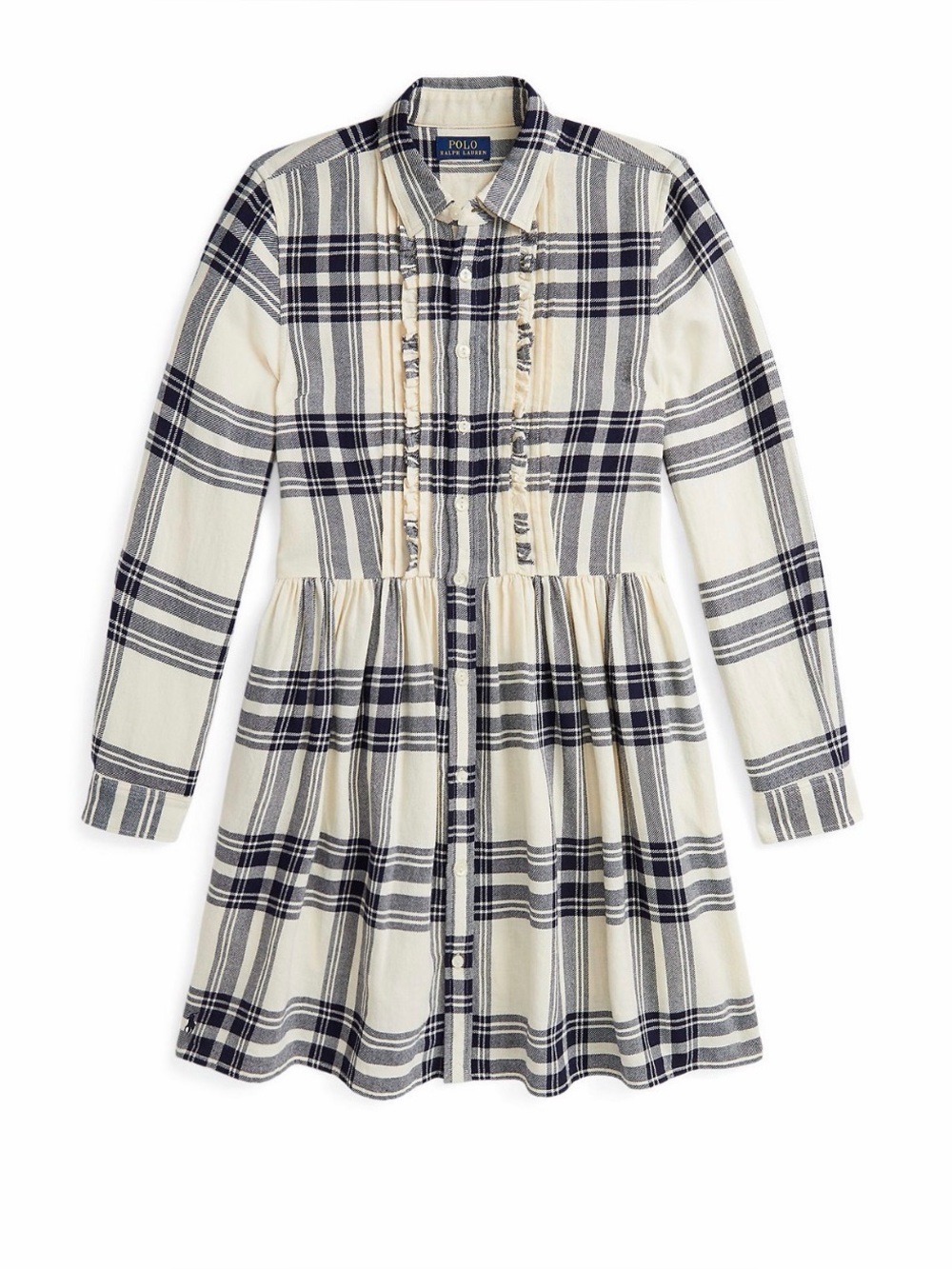 Polo Ralph Lauren Girls Plaid Cotton Twill Shirtdress 10
